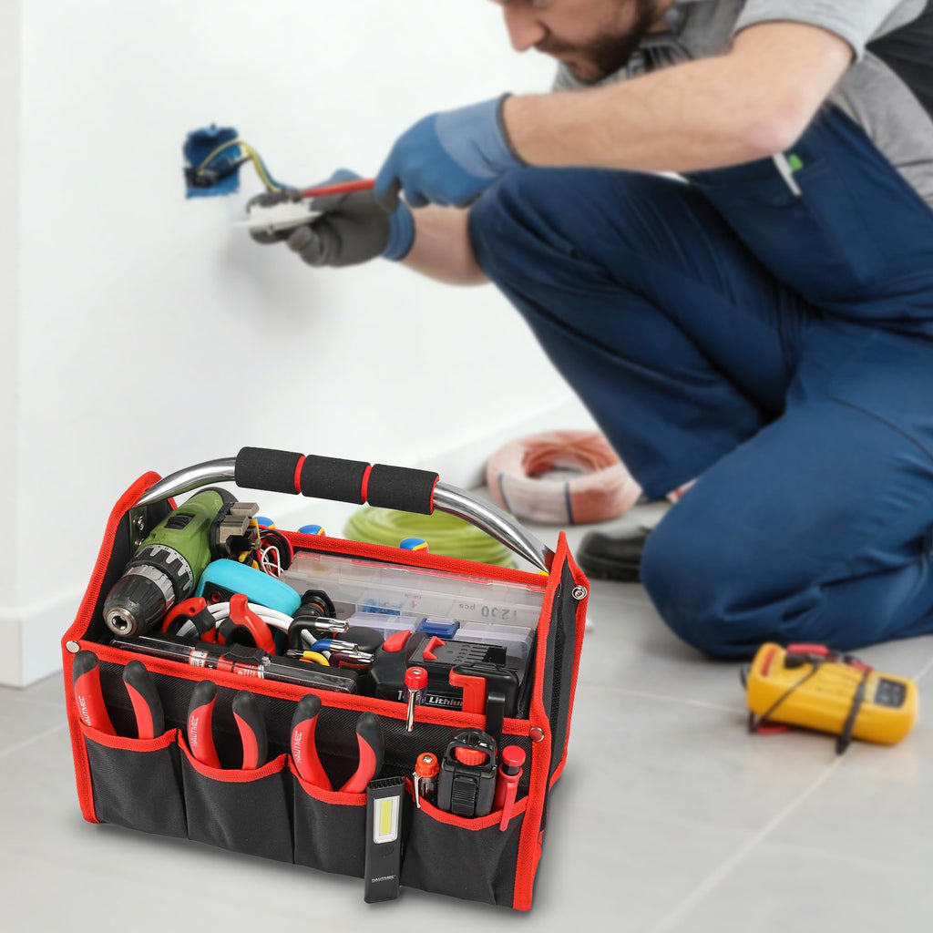 HAUTMEC Tool Bag, Open Top Tool Tote Bag