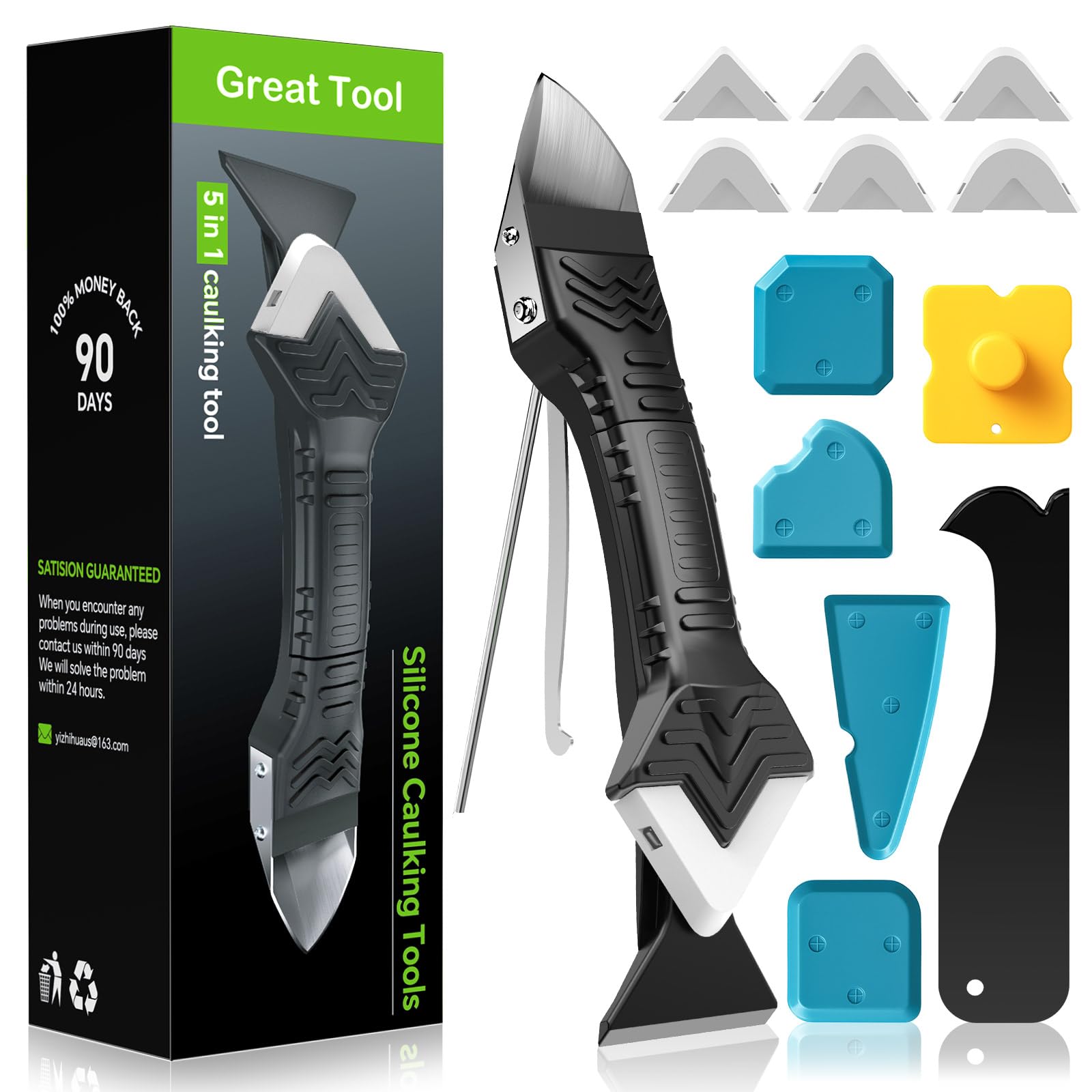Silicone Caulking Tool with Stainless Head and Scraper