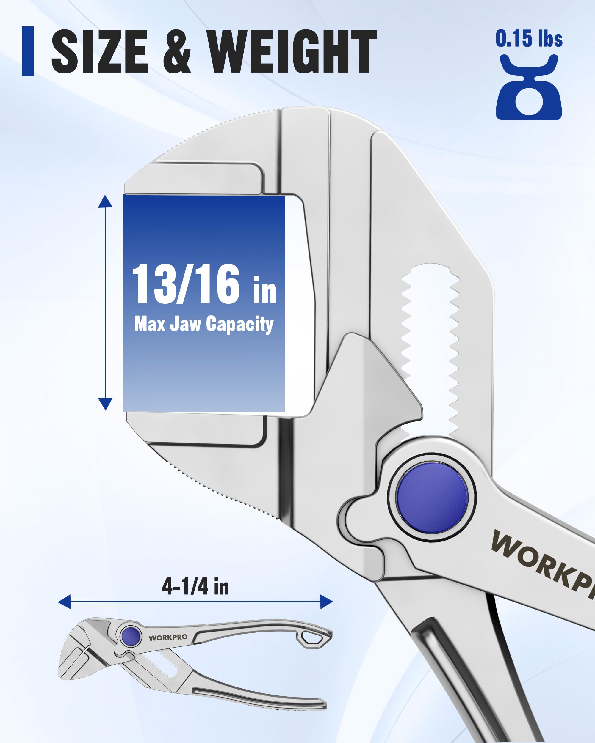 WORKPRO Mini Pliers Wrench for Adjustable Grip Tools