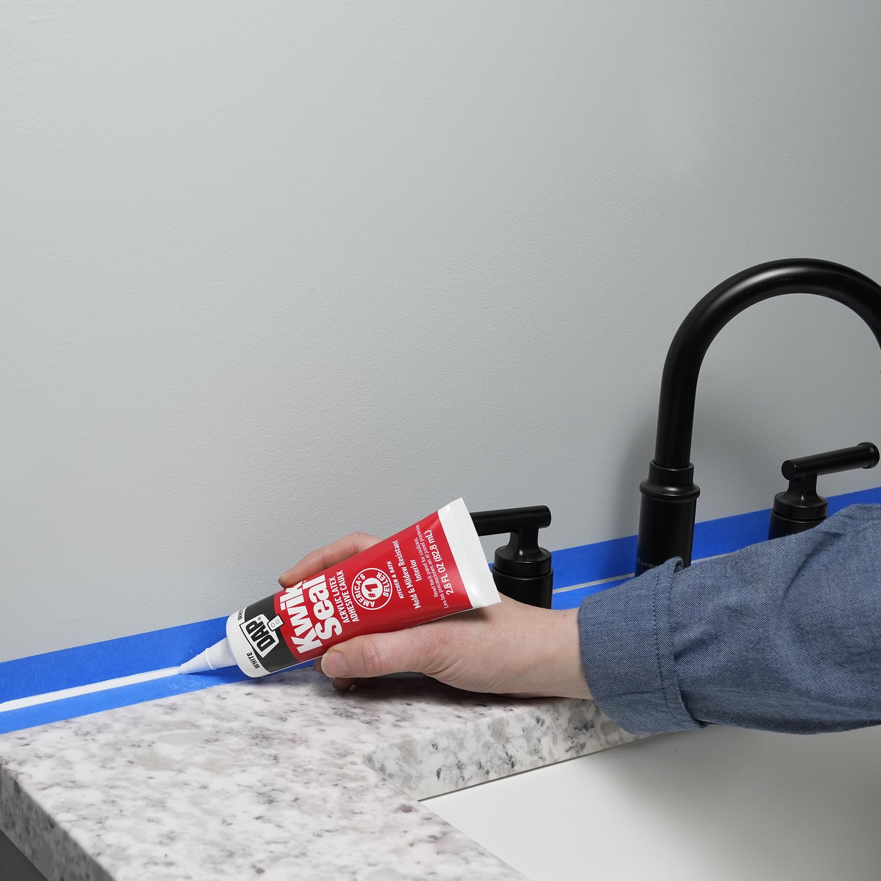 DAP Kwik Seal Kitchen & Bath Adhesive Caulk, White, 2.8 oz (7079800954)