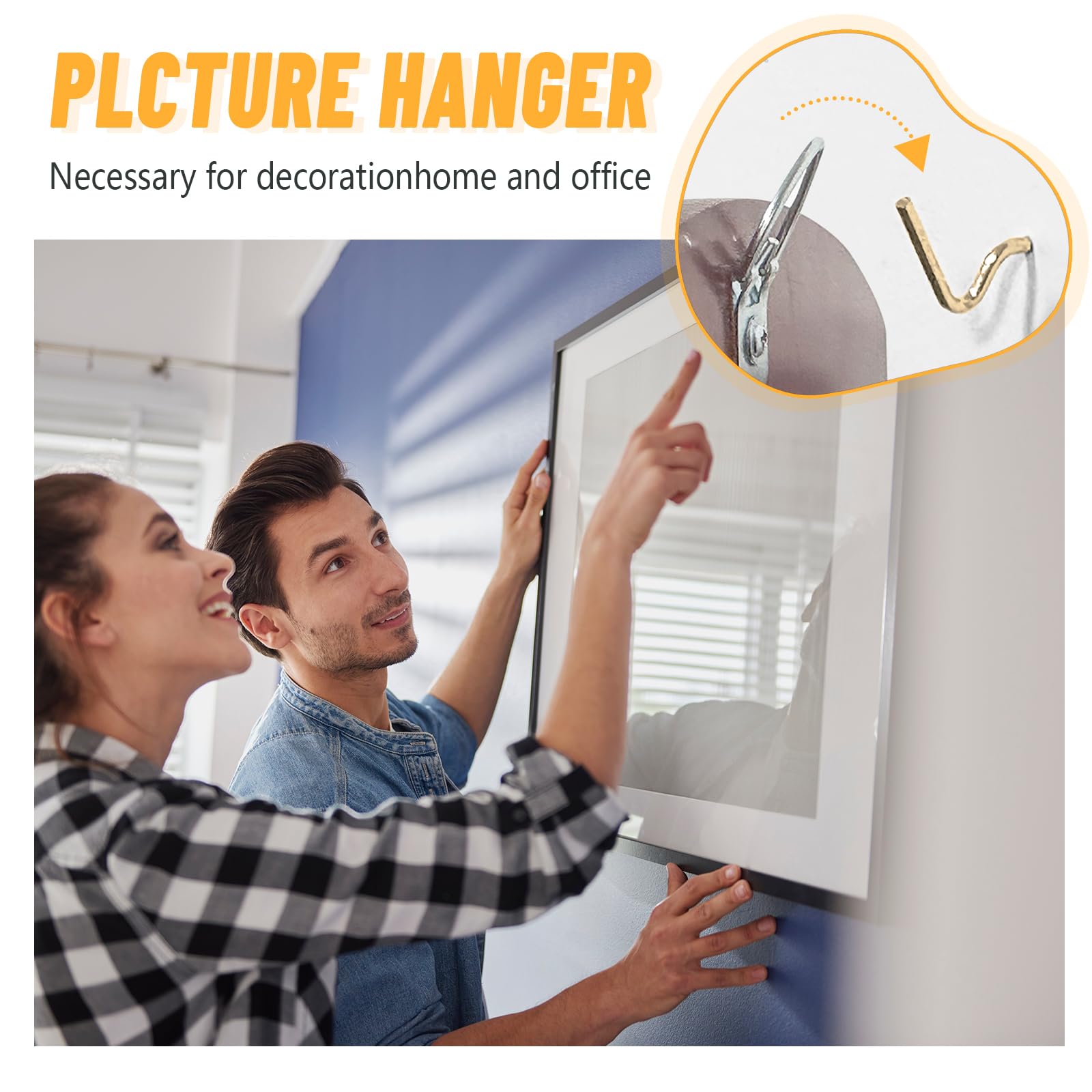 FURHUA Super Hook Picture Hangers and Office Pack, Drywall Hooks for Hanging Pictures, Wall Hooks, Picture Hangers, Picture Hanging Kit，Hang Art, Clock, Shelves, Mirrors