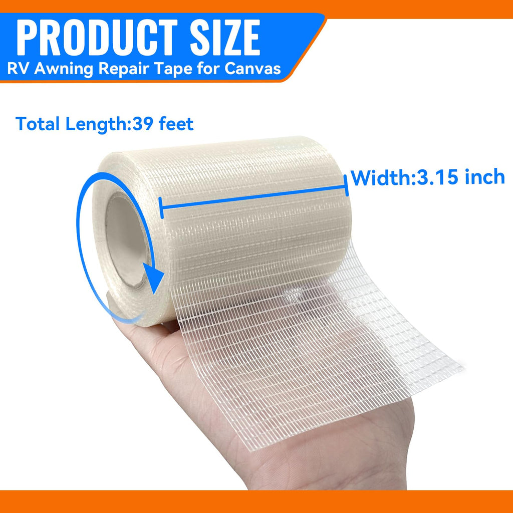 RV Awning Repair Tape for Tarp, Boat Covers,Tent, Sail Patch Kit, Waterproof, Reinforced Repair Tape