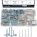 Seamaka 320Pcs Premium Hardware Nails & High Hardness Wood Screws Assortment Kit，1/2"-2"-11 Sizes Phillips Drive Flat Head, Common Nails,Wood Screws,Furniture Screw with Storage Box
