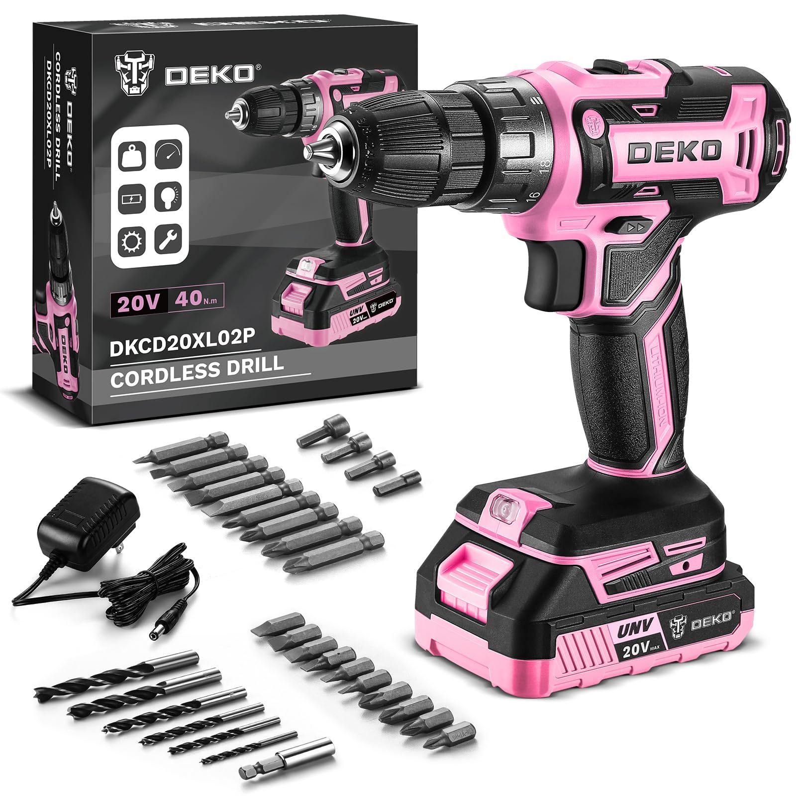 DEKO 20V Cordless Drill Driver for Home DIY Projects