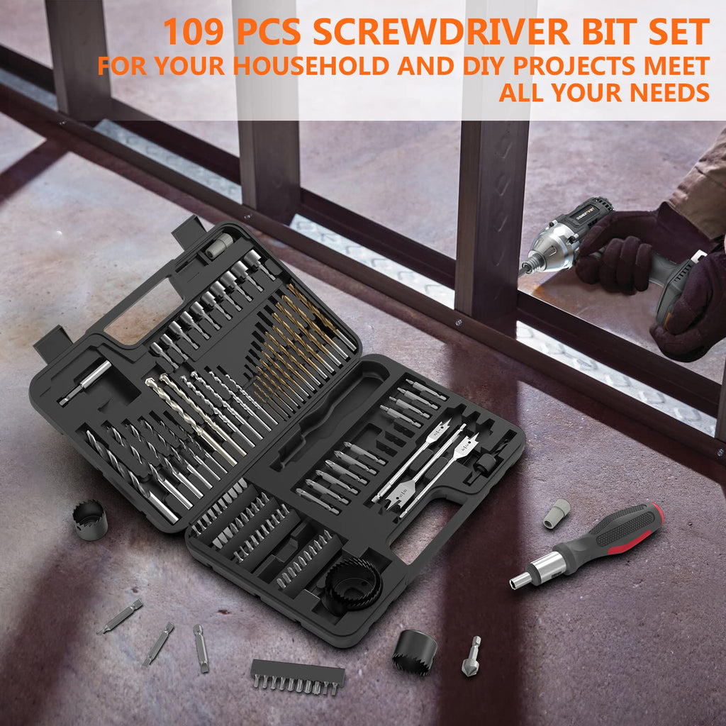 ENERTWIST Drill and Screwdriver Bit Set with Carry Case