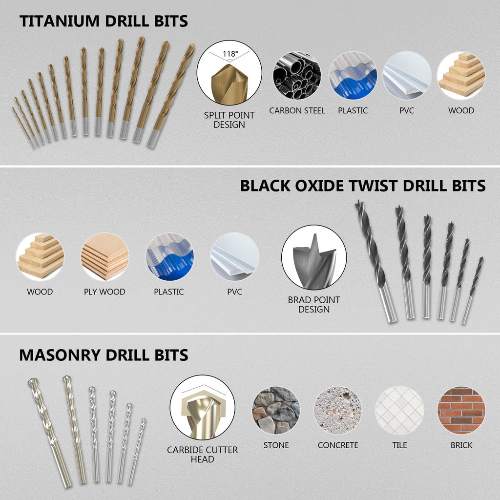 ENERTWIST Drill and Screwdriver Bit Set with Carry Case