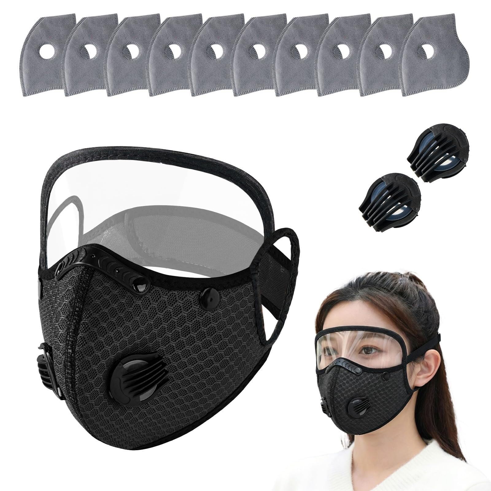 Reusable Carbon Filter Dust Mask with Detachable Eye Protection