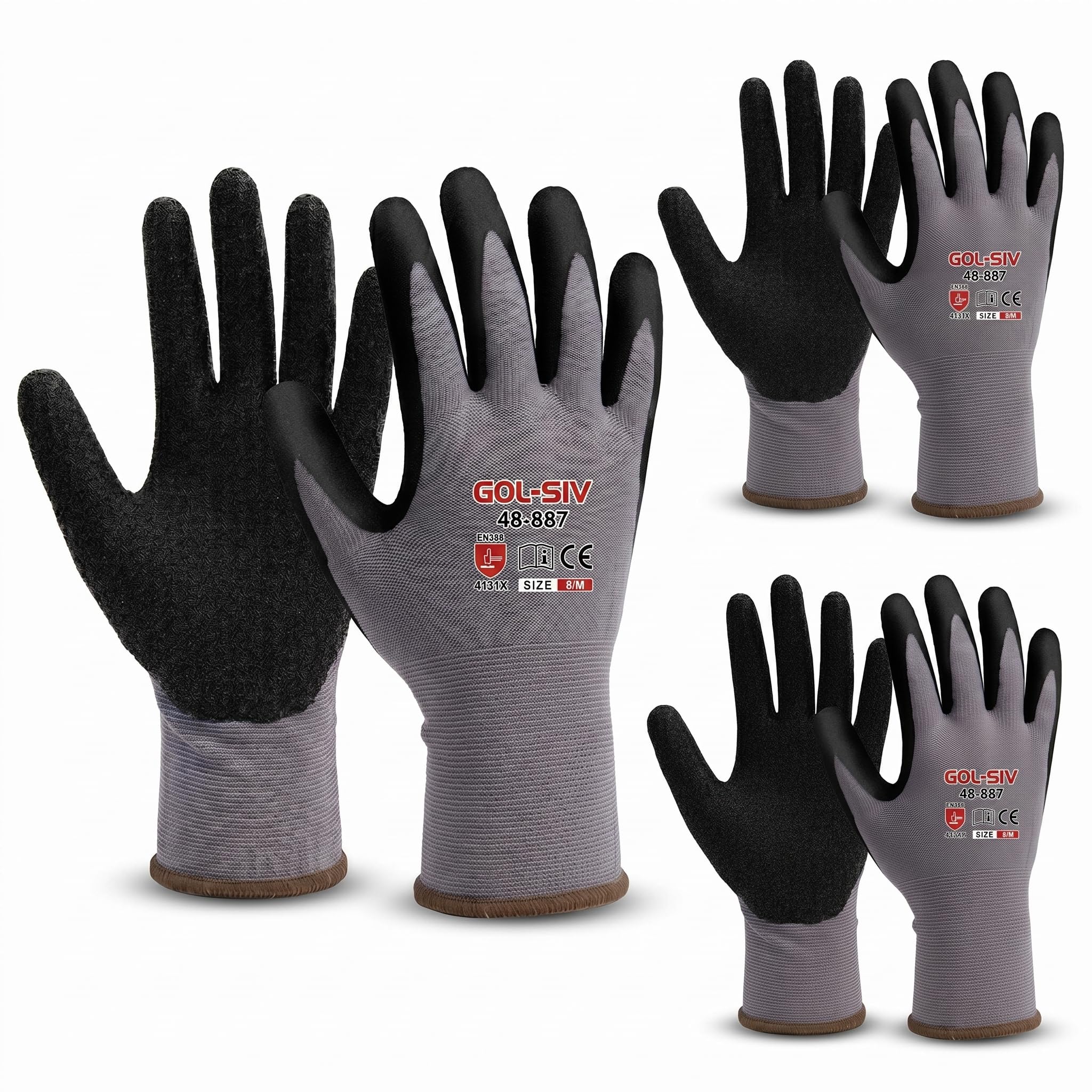 GOL-SIV 12-Pair Nitrile Foam Coated Work Gloves