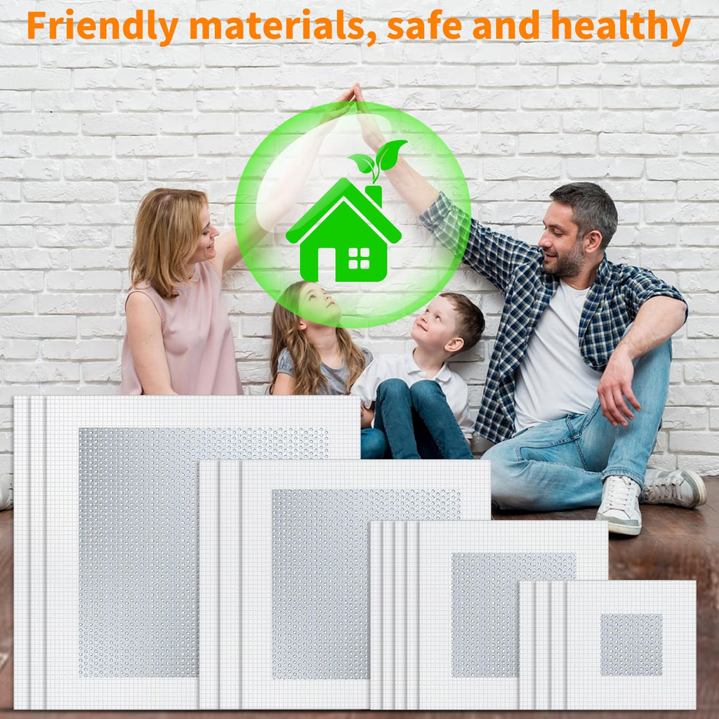 Wall Patch Kit, 15 Pieces Aluminum Self-Adhesive Mesh Repair Patches for Drywall, Multiple Sizes 2/4/6/8 Inch, Permanently Repairs Damaged Walls and Ceilings