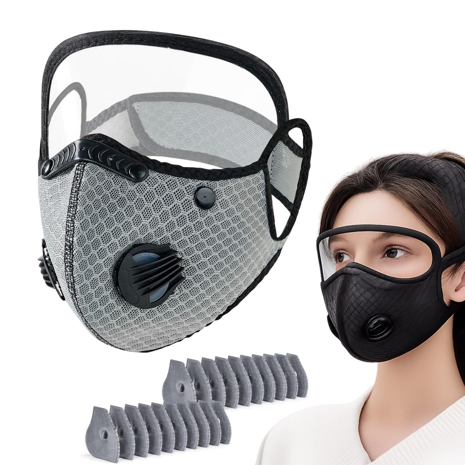 NGCME Reusable Carbon Filter Dust Mask with Eye Protection