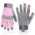 HANDLANDY Work Gloves for Women, Breathable Leather Gardening Glove for Yard Maintenance, Hand Protection with Touch Screen