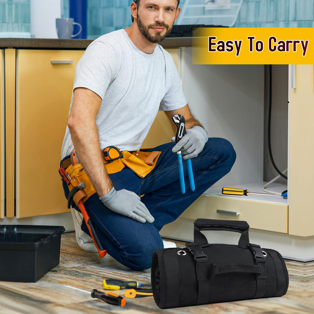 Tool Bag, Tool Roll Up Bag, Heavy Duty Tool Organizer for Men, Portable Roll Up Tool Bag Tool Roll Organizer For Mechanic, Electrician & Hobbyist, Car Camping Gear