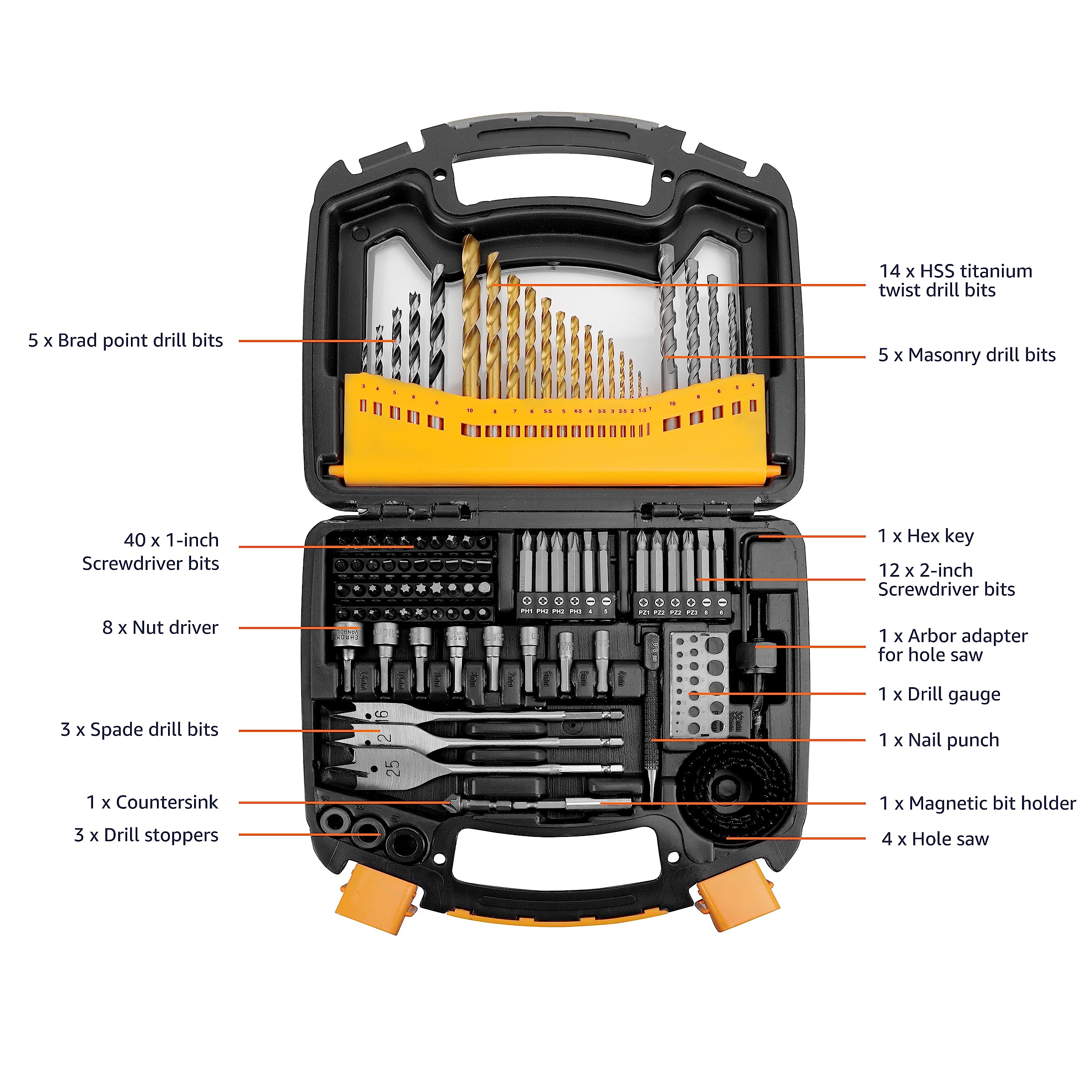 Amazon Basics 100-Piece Drill and Driver Bit Set