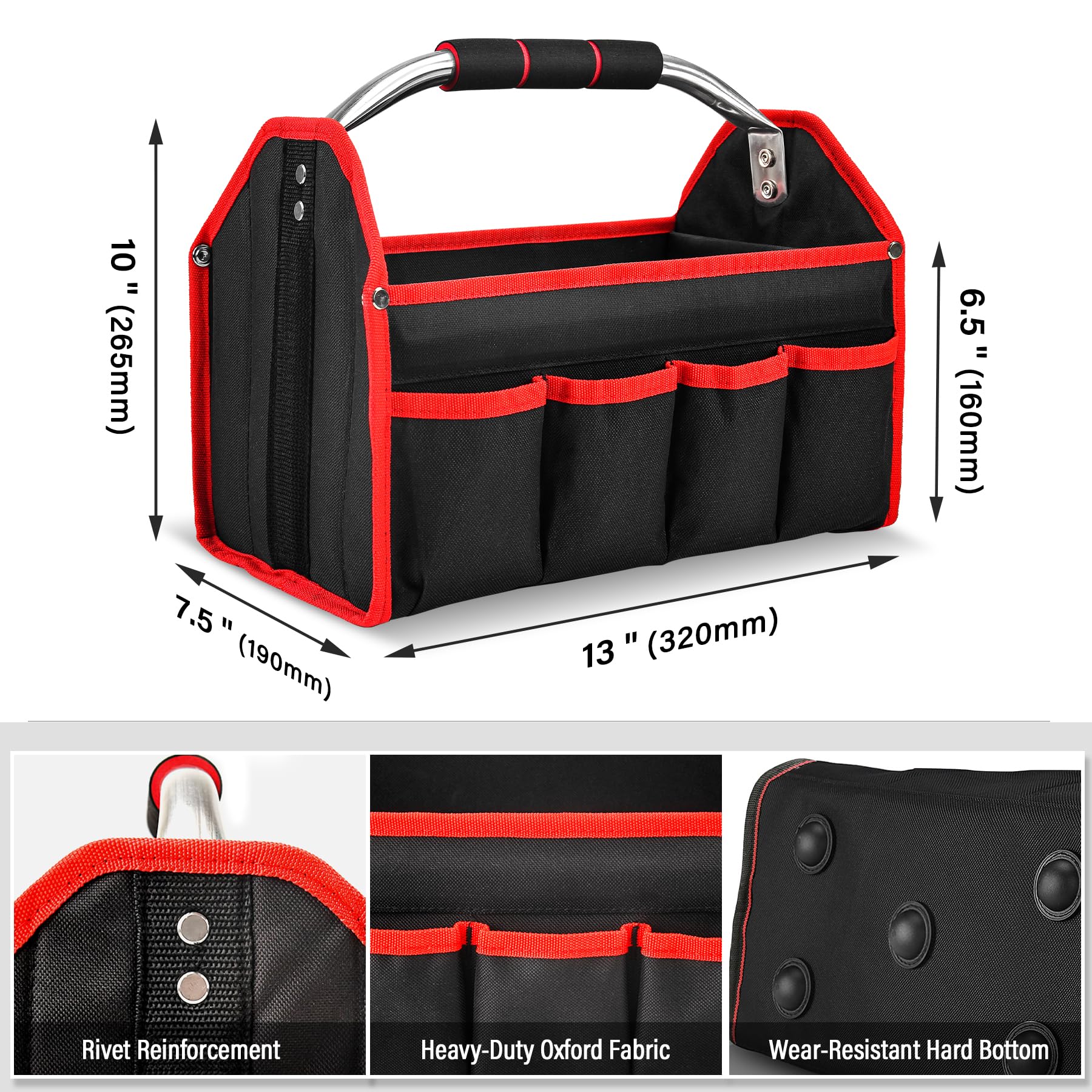 HAUTMEC Tool Bag, Open Top Tool Tote Bag