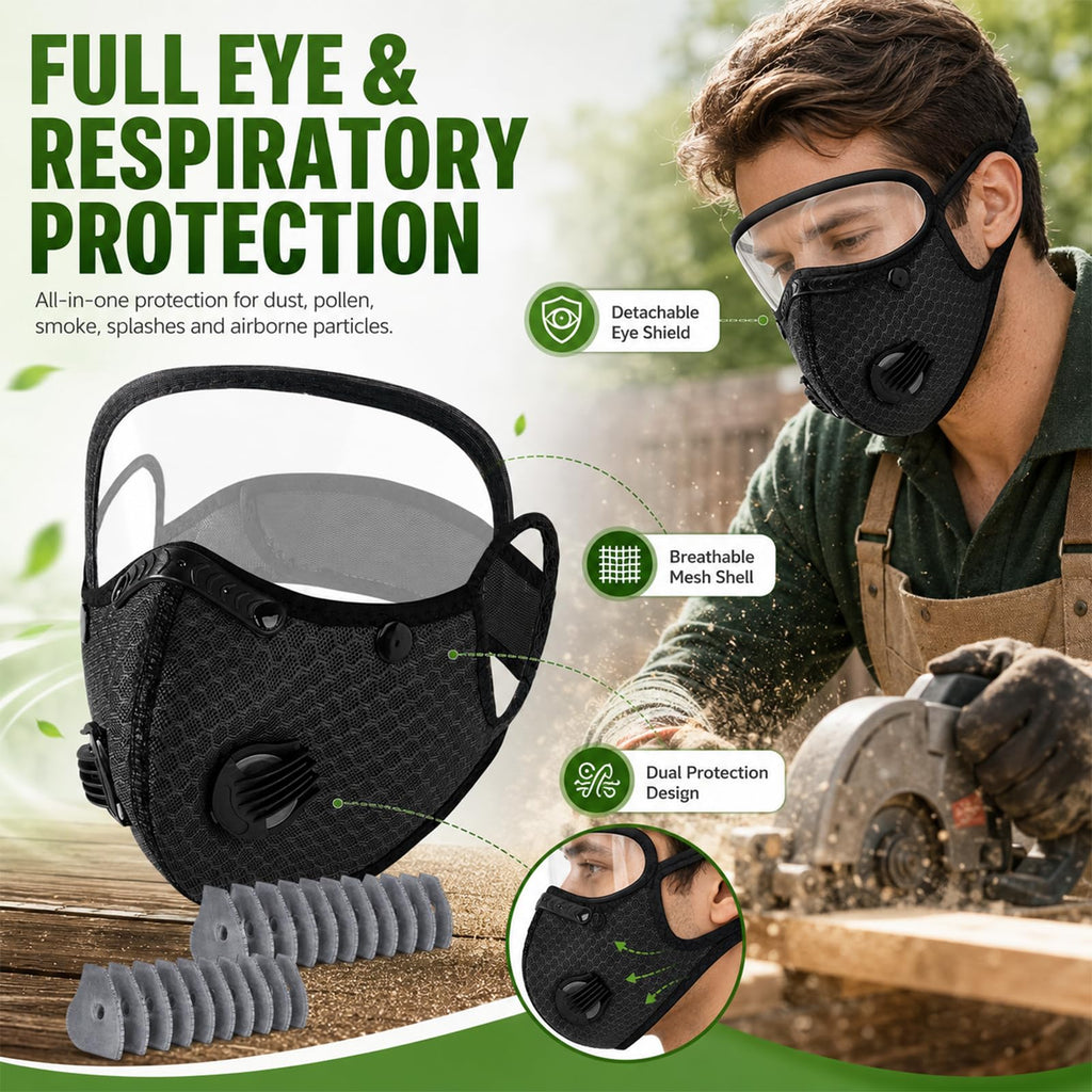 NGCME Reusable Carbon Filter Dust Mask with Eye Protection