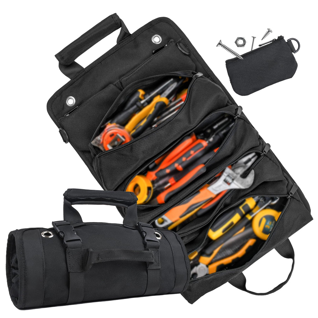 Tool Bag, Tool Roll Up Bag, Heavy Duty Tool Organizer for Men, Portable Roll Up Tool Bag Tool Roll Organizer For Mechanic, Electrician & Hobbyist, Car Camping Gear