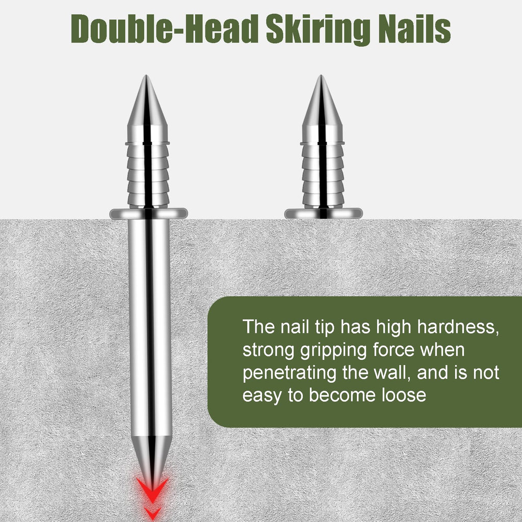600 pcs Hardware Nails Double-Headed Skirting Nails with 6 Sleeve Tools - Invisible Seamless Baseboard Installation Nails for Trim & Boards, 2-Sided Design (Value Pack)