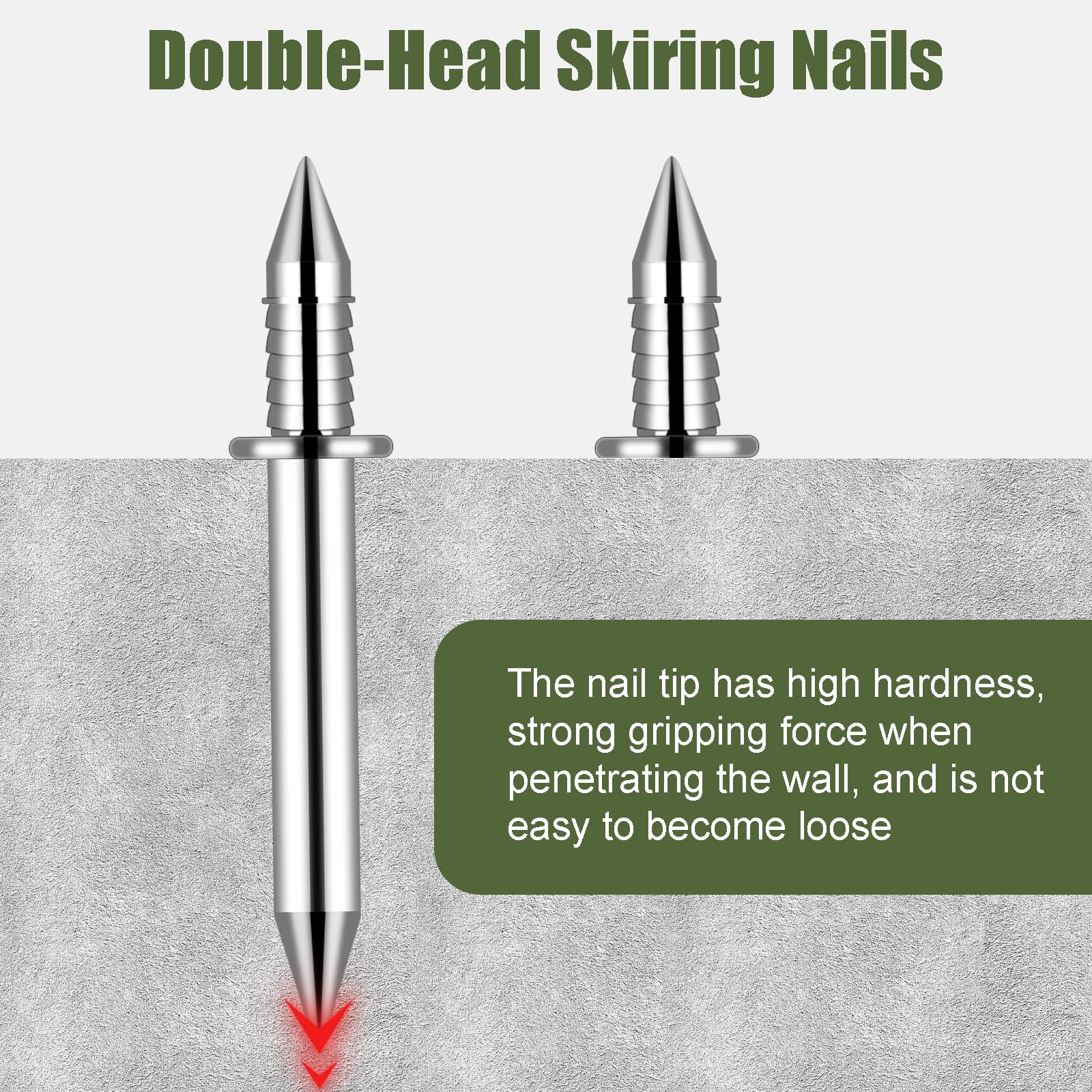 600 pcs Hardware Nails Double-Headed Skirting Nails with 6 Sleeve Tools - Invisible Seamless Baseboard Installation Nails for Trim & Boards, 2-Sided Design (Value Pack)