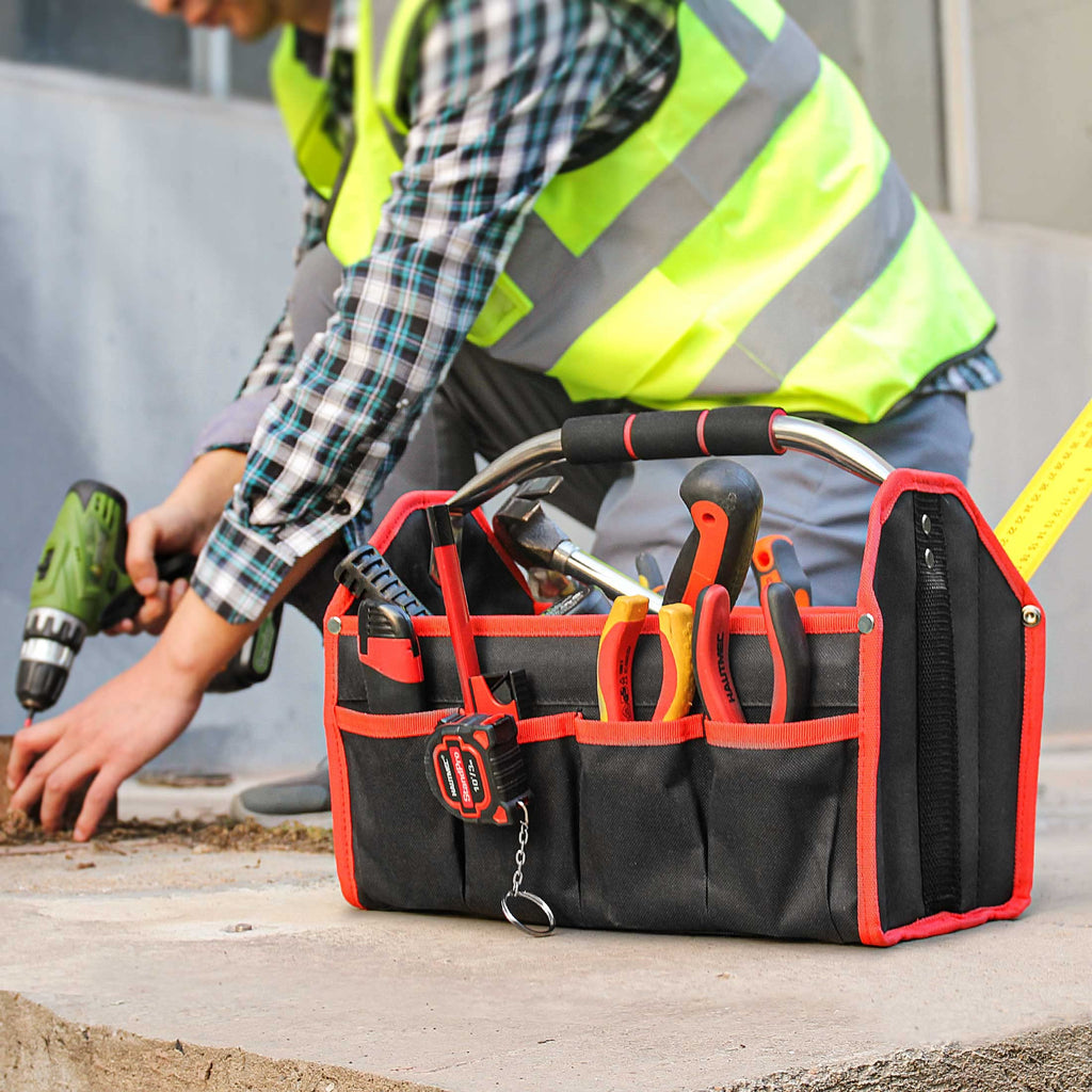 HAUTMEC Tool Bag, Open Top Tool Tote Bag