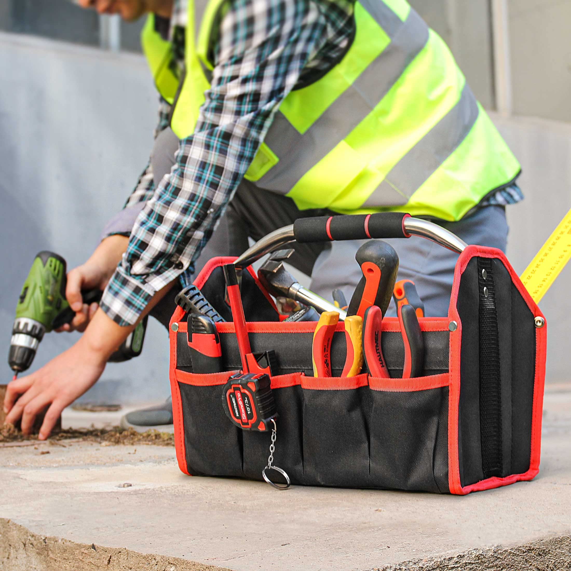 HAUTMEC Tool Bag, Open Top Tool Tote Bag