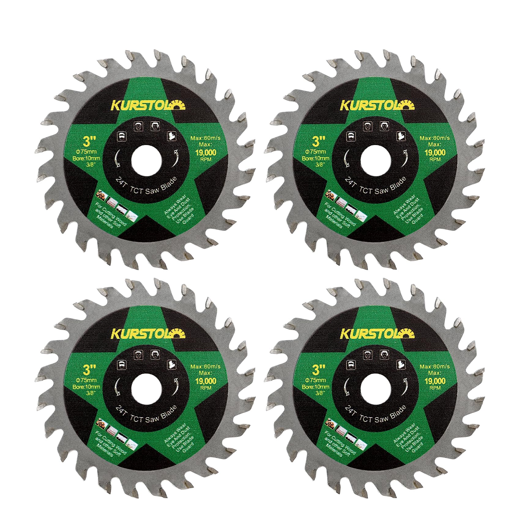 KURSTOL 3-Inch Saw Blade Set 4-Piece for Cutting