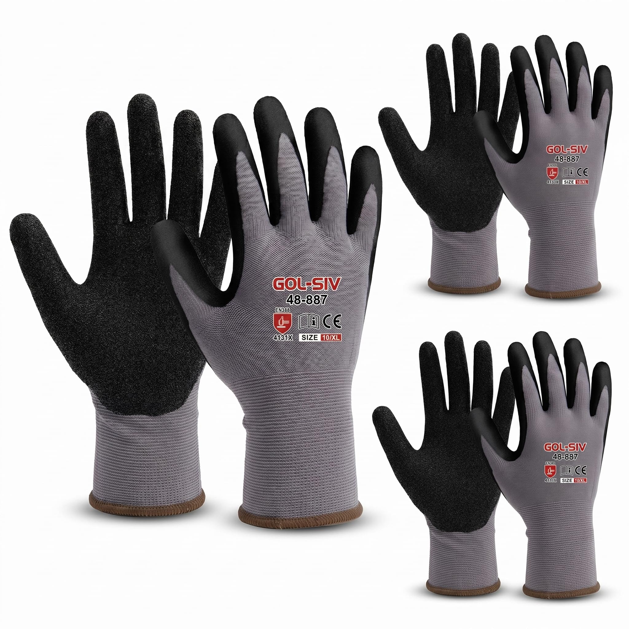 GOL-SIV 12-Pair Nitrile Foam Coated Work Gloves
