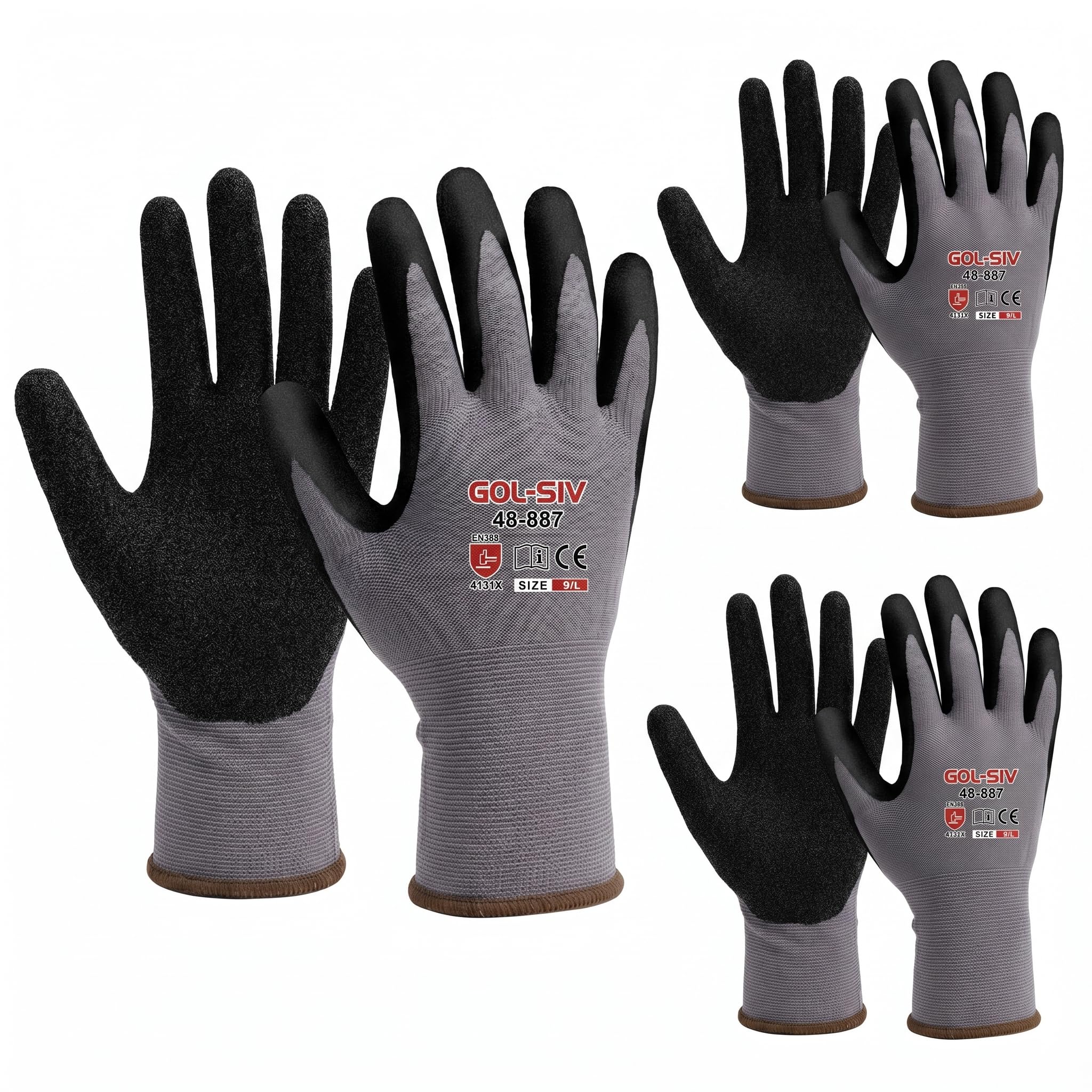 GOL-SIV 12-Pair Nitrile Foam Coated Work Gloves